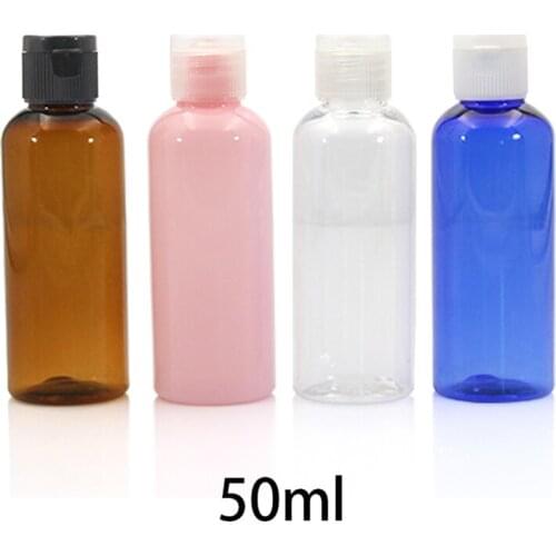 20pcs 50ml Clear Plastic Empty Bottle with Flip Cap Cosmetic Container Refillable Makeup Toners Lotion Travel Packaging Bottles