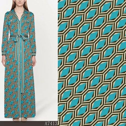 Stretch Soft Satin Silk Digital Printed Fabric European and American Spring Summer Dress Shirt Cloth by the Meter Sewing