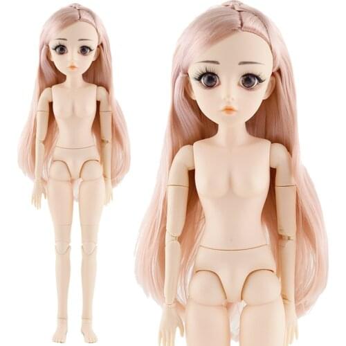 42 Cm Bjd Doll 24 Ball Jointed Doll DIY Naked Body Curly Straight Hair Girls Gift with 3D Eyes Head Dolls Toys for Girls