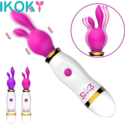 IKOKY AV Stick Magic Rod Silicone Rabbit Vibrator Female Masturbation Stick Clitoris Stimulate Sex Toys for Woman 12 Speed