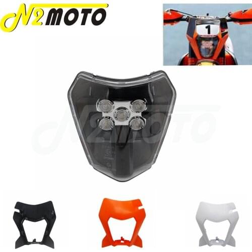 Motocross Enduro LED Headlight Mask Cover For EXC EXCF XC XCF XCW XCFW MX SXF XC-W Six Days Dual Sport Headlamp Mask Guard