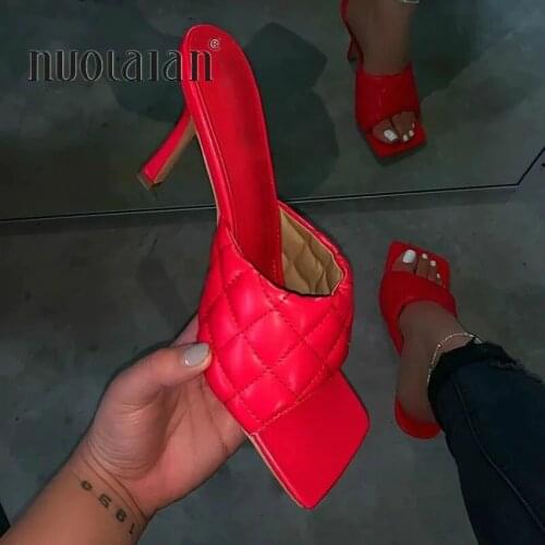 Summer square toe women pumps high heel pumps shoes for women sexy peep toe high heels slippers sandals party dress shoes woman