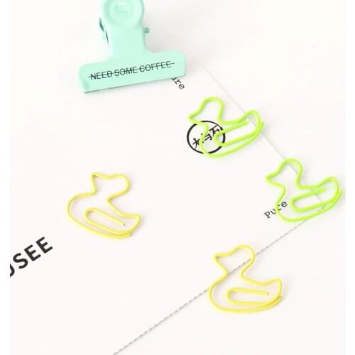 TUTU 20pcs/box Metal Paper Clips Duck Cartoon Bookmark Memo Clip for Book Stationery School Office Gift Stationery H0311