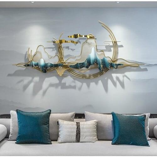 Room decor aesthetic New Chinese landscape home decoration wall Light luxury 3D wall hanging Living Room decoration accessories