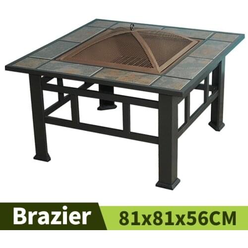 Outdoor Charcoal Barbecue Table Household BBQ Grills Garden Heating Furnace Courtyard Dual Use Fire Pits With Baked Mesh Grid