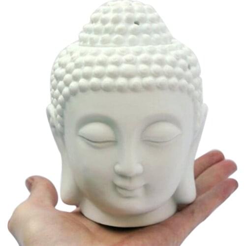 Buddha Head Candle Ceramic Aromatherapy Furnace Essential Oil Burner-Candle Aroma Lamp Melt Wax Warmer Diffuser Candle Holder