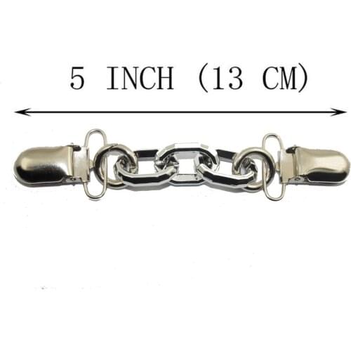 Vintage Sweater Clips Guards Shawl Cardigan Jewelry Silver Collar Clip Chain
