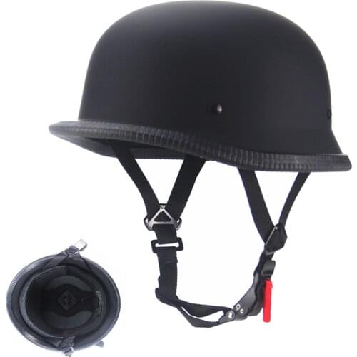 1pcs DOT M/L/XL Vintage Motorcycle Cruiser Helmet Half Face German Helmet Motorcycle Helmet Bright Black Car-styling