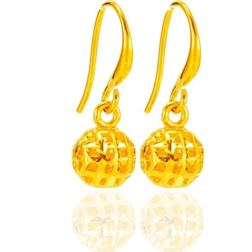 24K Gold Drop Earrings for Women Hollow Ear Buckle Earrings for Wedding Engagement Fine Jewelry Gifts Female kolczyki damskie