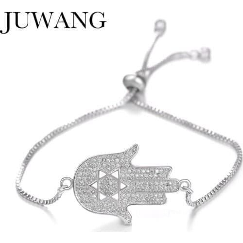 JUWANG Fashion DIY Jewelry Accession 4 Kins Turkish Evil Eye Style Charm Bangles Adjustable Women Girl Copper Chain Bracelets