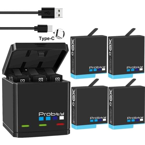 Probty decoding li battery for Gopro 8 7 6 and 3 in 1 storage box charger for go pro hero 8 6 7 hero8 camera
