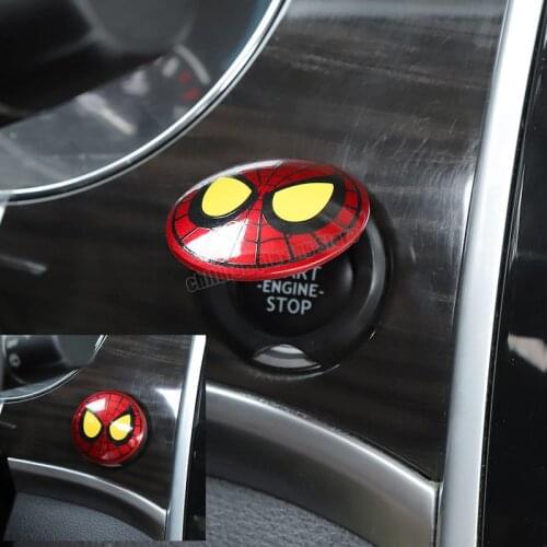 Marvels Spider-Man One-click Start Protective Cover Decoration Ring Accessories Button Decoration Cover Car Interior Supplies