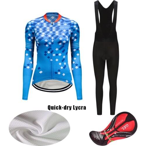 Female Fashion Bicycle Clothing BIB Gel Kit 2021 Autumn Long Sleeve Cycling Jersey Set Women Suit Road Bike Clothes Dress Outfit