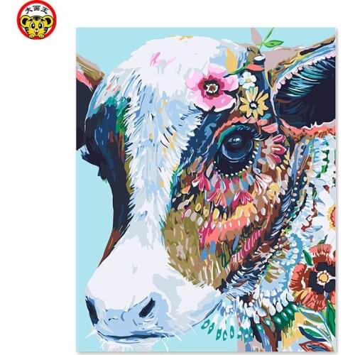 Painting by numbers art paint by number DIY decoration living room bedroom sofa background painting abstract flower cattle Paint