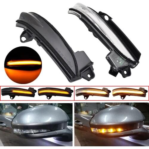 1Pair Smoke/Crystal Car Side Rearview Mirror Lamp Dynamic Blinker LED Turn Signal Light For Ford Mondeo Fusion 2013 2014-2020