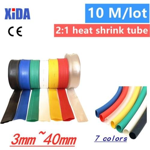 10 Meters/Lot 5mm 6mm 8mm 10mm Red Blue Green Yellow White Clear Black Heat Shrink Tube Heatshrink Tubing Sleeving Wrap Kits DIY