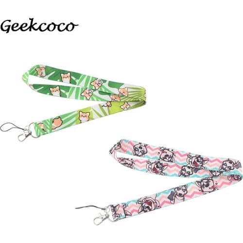 10pcs/lot J1914 Cartoon Dog Pattern Neck Strap Lanyard for keys ID Card Gym Mobile Phone Straps USB badge holder DIY Hang Rope