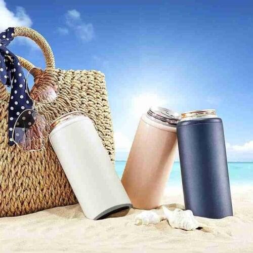12 oz Stainless Steel Cooling Tank Thermos Insulated Vacuum Beer Cooler Double Wall Skinny Can Cooler