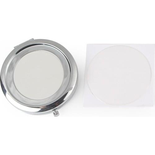 70 mm Silver Color Blank Compact Cosmetic Mirror with Bottom Surface Smooth + 58 mm Epoxy Sticker #18410 10 pieces/lot