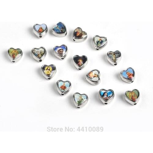 Heart Alloy Beads Mixed Catholic Holy Figures Make Special Rosary