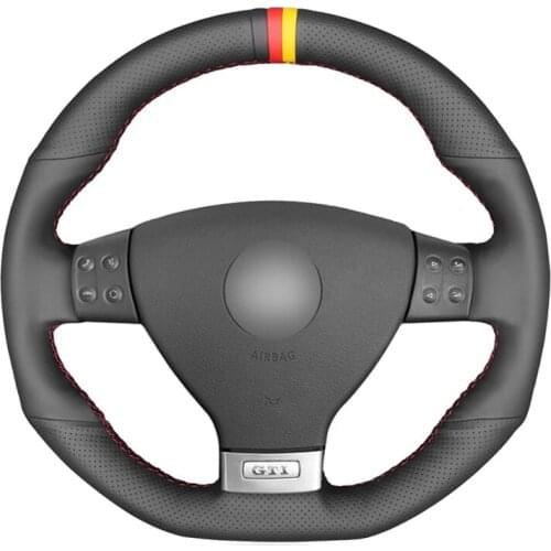 Black Artificial Leather HandSewing No-slip Car Steering Wheel Cover for Volkswagen VW Golf GTI 5 (V) Golf R32 Scirocco Tiguan