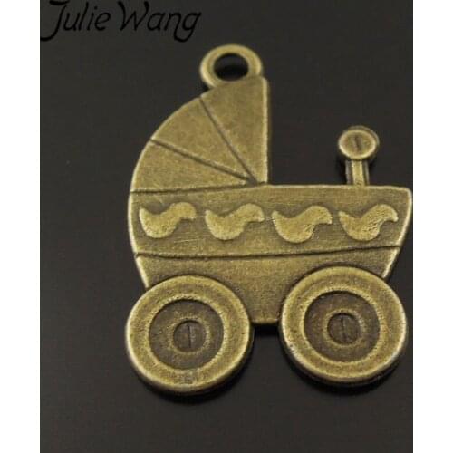 JulieWang 30pcs/pack Ancient Bronze Zinc Alloy Baby Carriage Baby Supplies Daily Necessities Pendant Jewelry Accessories