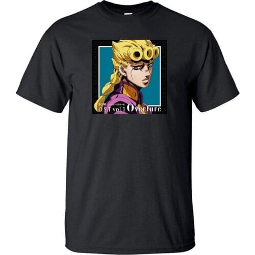 JOJO Bizarre Adventure T Shirt Men Jojos GIOGIO Giorno Giovanna TShirt Shirts Summer Tops Cotton Cool Harajuku Japan Anime Tees