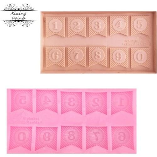 Flag digital shape silicone chocolate mold cake decoration tool fudge mold