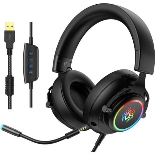 Gaming Headset Professional Led Light Wired Detachable Headphone PS4 for Computer 7.1 channel Adjustable Volume Control With Mic