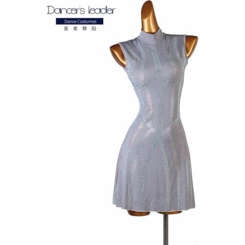 Customized latin dance dress high neck dance practice suit adult elegant chacha rumba stage competition costume