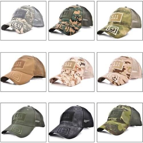 CANZE Men Tactical Baseball Cap Camouflage Military Mesh Cap Velcro Hook Loop Camping Mountaineering Sun Hat Fishing Cap