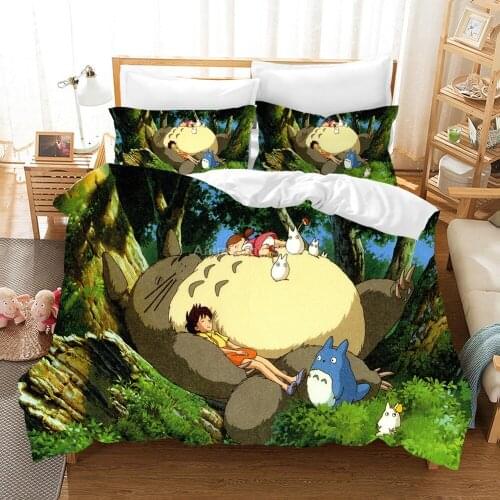My Neighbor Totoro Bedding Set Cartoon Bed Linen Quilt Duvet Cover Sets Gift Children Home Decor Single Queen King Size Fashion