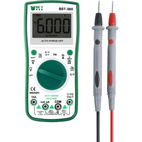BEST BST-58X Auto range Digital Multimeter Ohm Ammeter Meters Meter Tester Tester 6000 Count AC/DC