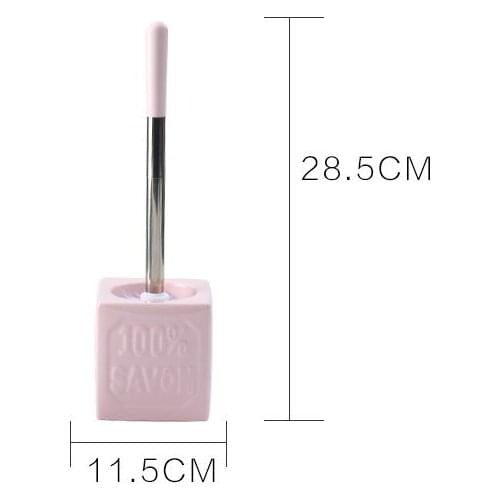 Multicolor Square Ceramic Base Cleaning Brush Stainle Steel Handle Pink Blue Toilet Brush Kit W.C. brush Bathroom Accessorie Set