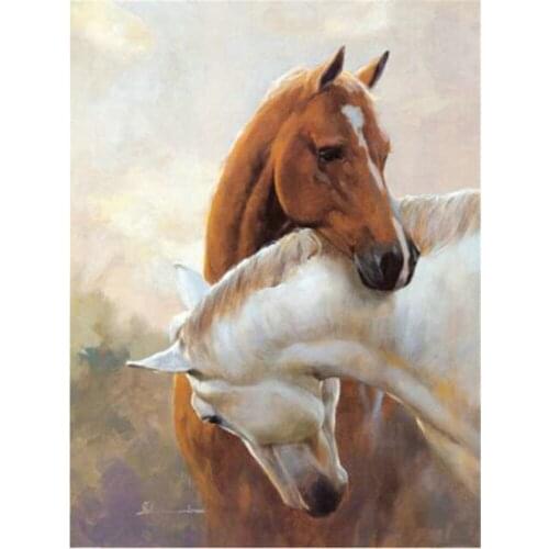 Snow Two Horse Animal DIY Cross Stitch 11CT Embroidery Kits Needlework Craft Set Cotton Thread Printed Canvas Home Design