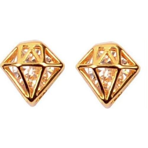 The New High-end Jewelry Yellow Gold Filled Pierced Zircon Stud Earrings