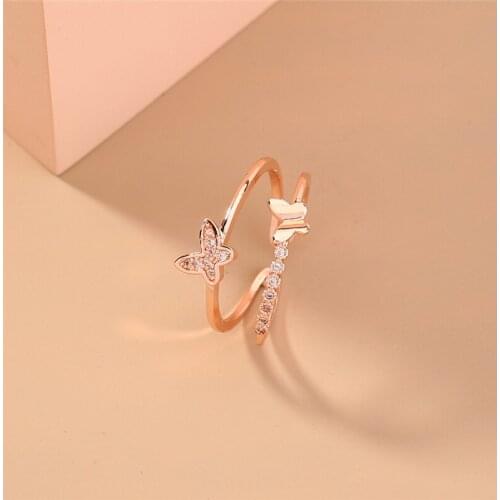 NurmWung All-Match Ring Butterfly Inlaid Zircon Jewelry Fashion Atmospheric Personality Women Charm Creative Gift Wholesale