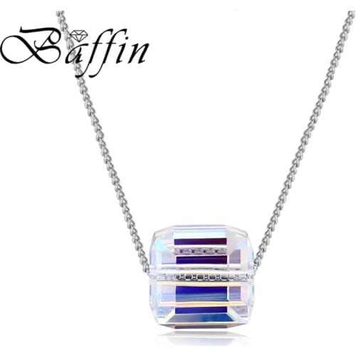 BAFFIN Geometric Shape Crystals From SWAROVSKI Pendant Necklaces Silver Color Chain Beads Collares For Women Simple Fashion