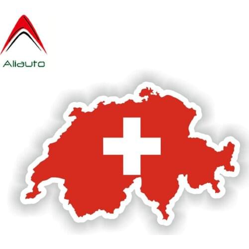 Aliauto Cool Car Sticker Switzerland Map Flag Accessories PVC Decal Cover Scratches for Priora Suzuki Jimny Skoda ,15cm*10cm