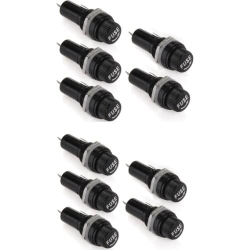 10Pcs/set Durable Fuse Mount Holders Panel Mount Screw Cap Fuse Holder Case for Glass Tube Fuses 5x20mm 6x30mm