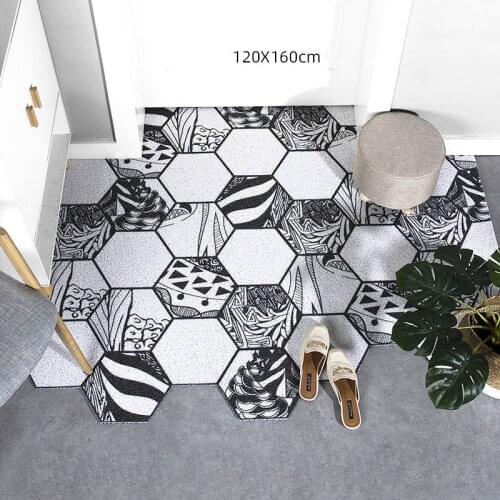 Durable PVC Rubber Door Mat Black White Diamond Geometry Indoor Outdoor Waterproof Easy Clean Low-Profile Rug Mats for Entry