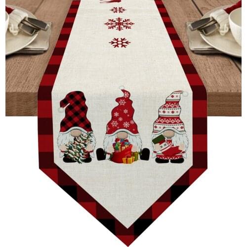 Christmas Gnome Plaid Table Runner Luxury Wedding Table Decor Tablecloth Christmas Decorations For Home Tablecloth