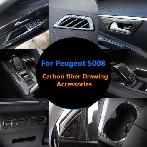 Interior Accessories For Peugeot 5008 2017~2019 Car Central Contral Headlight Steering Wheel Gear Leaver Trims