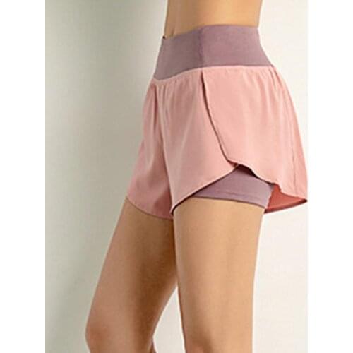 Yoga Shorts Womens Fitness Women Yoga Shorts High Waist High Elastic Waistband Pants 2-in-1 Women Shorts for Summer Running