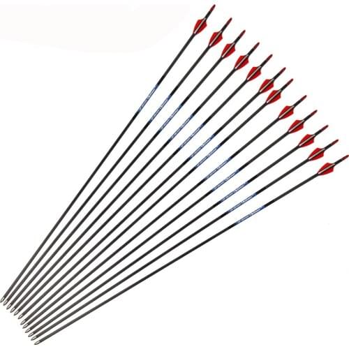 30 Inches Carbon Arrows Diameter 5.6mm Spine 700 for Recurve Bow Archery Shooting Hunting