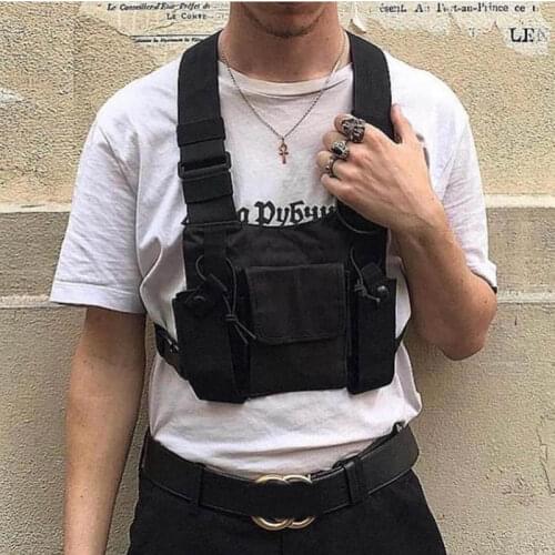 Street Style Men Tactical Chest Bags Hip Hop Male Functional Waist Pack Two Shoulder Vest Backpack Unisex Chest Rig Pouch