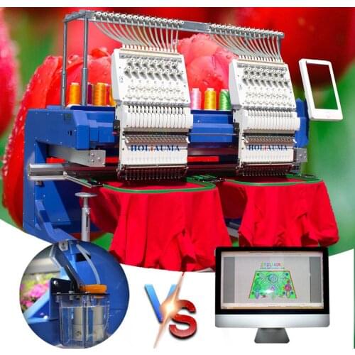 Better than used tajima embroidery machine 15 colors 2 heads computer embroidery machine for clothes hat flat tshirt 3d with ce
