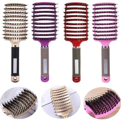 Women Hair Styling Brush Hair Scalp Massage Comb Bristle Nylon Women Wet Curly Detangle Hair Anti-Static Straight