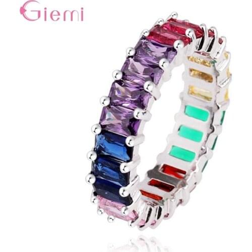 Temperament 925 Sterling Silver Unique Design CZ Ring Paved Fashion Trendy Cubic Zircon Women Ring Jewelry Ornaments