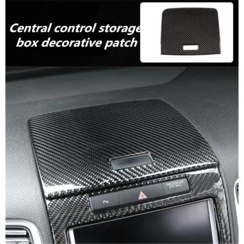 1pc Car stickers Epoxy Carbon Fiber Central control storage box decorative patch for 2011-2018 Volkswagen VW Touareg